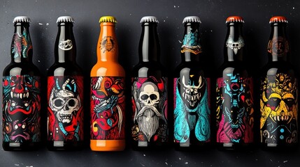 Creative packaging for a craft beer brand, with bold illustrations and eye-catching designs.