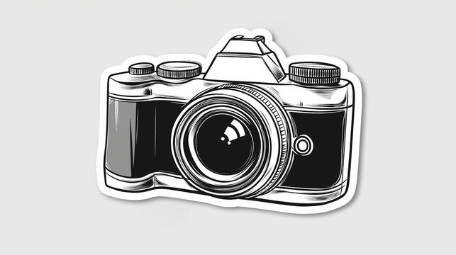 Vintage photo camera sticker illustrating photography