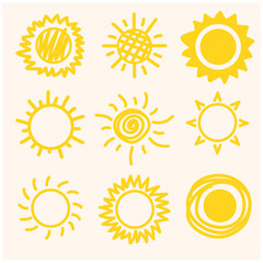 Doodle sun sketch with illustration line art