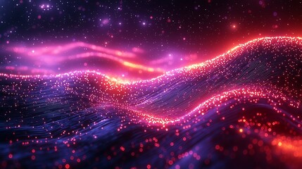 Obraz premium Abstract Red and Purple Digital Wave Background