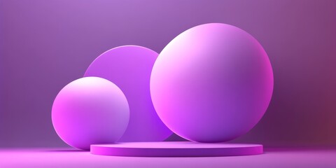 Obraz premium Abstract 3D Purple Sphere and Circle on a Purple Background.