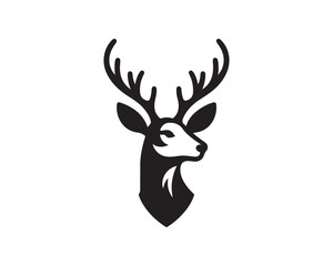 Deer head icon symbol vector illustration. Deer silhouette logo black and white. Deer logo vector template.