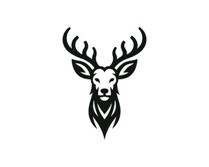 Deer head icon symbol vector illustration. Deer silhouette logo black and white. Deer logo vector template.