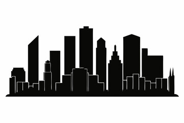 Fototapeta premium Houston City Skyline Silhouette, City buildings black Silhouette vector 