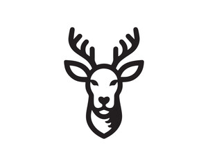Deer head icon symbol vector illustration. Deer silhouette logo black and white. Deer logo vector template.