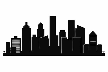 Obraz premium Houston City Skyline Silhouette, City buildings black Silhouette vector 