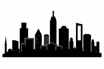 Naklejka premium Houston City Skyline Silhouette, City buildings black Silhouette vector 