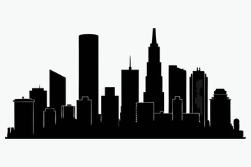 Obraz premium Houston City Skyline Silhouette, City buildings black Silhouette vector 