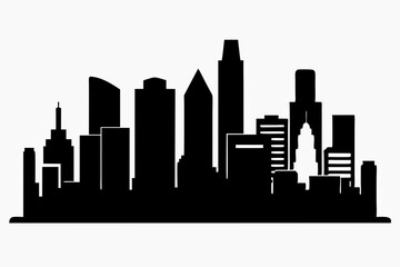 Naklejka premium Houston City Skyline Silhouette, City buildings black Silhouette vector 