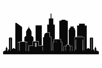 Houston City Skyline Silhouette, City buildings black Silhouette vector	