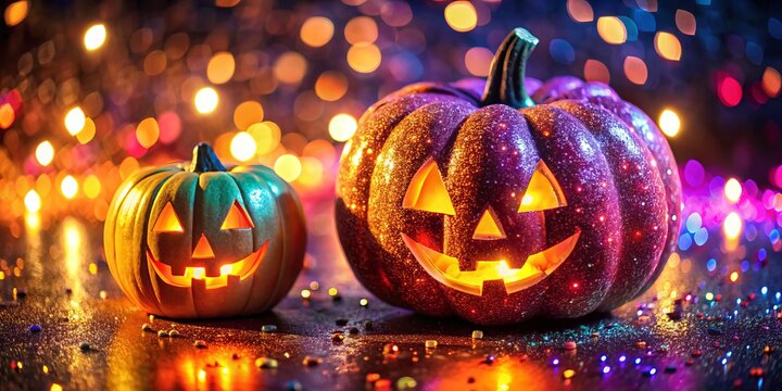 Festive glitter in an array of vibrant hues sets the tone for a thrilling Halloween bash, filling the