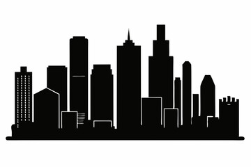 Fototapeta premium Houston City Skyline Silhouette, City buildings black Silhouette vector 