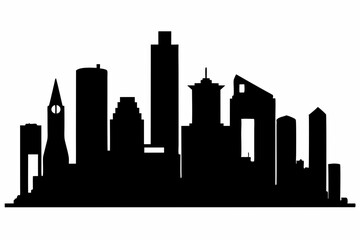 Naklejka premium Houston City Skyline Silhouette, City buildings black Silhouette vector 