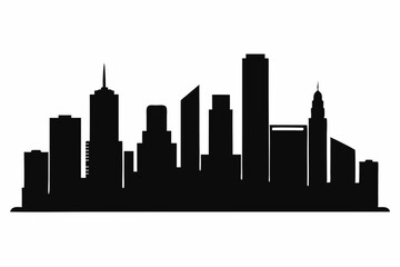 Fototapeta premium Houston City Skyline Silhouette, City buildings black Silhouette vector 