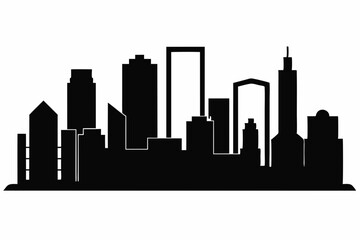 Fototapeta premium Houston City Skyline Silhouette, City buildings black Silhouette vector 
