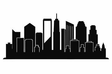 Houston City Skyline Silhouette, City buildings black Silhouette vector	