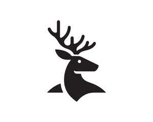 Deer head icon symbol vector illustration. Deer silhouette logo black and white. Deer logo vector template.
