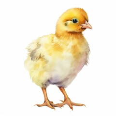 Fototapeta premium Adorable Watercolor Illustration of a Fluffy Yellow Chick - Perfect for Farm-Themed Children's Books and Nature Art Projects