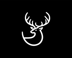 Deer logo vector template. Deer head icon symbol vector illustration. Deer silhouette logo black and white.