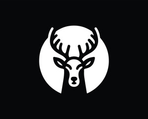 Deer logo vector template. Deer head icon symbol vector illustration. Deer silhouette logo black and white.