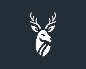 Deer logo vector template. Deer head icon symbol vector illustration. Deer silhouette logo black and white.