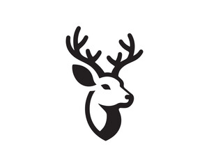 Deer logo vector template. Deer head icon symbol vector illustration. Deer silhouette logo black and white.