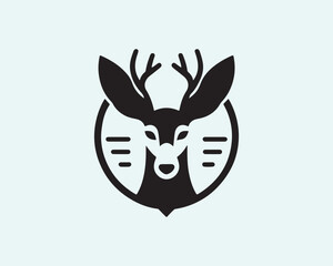 Deer logo vector template. Deer head icon symbol vector illustration. Deer silhouette logo black and white.