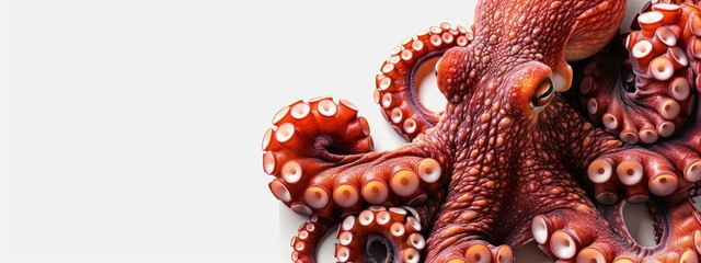Fototapeta premium A large octopus with many tentacles is shown on a white background