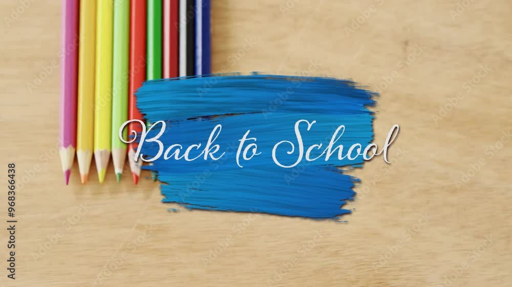 Canvas Prints Animation of back to school text over pencils on wooden background