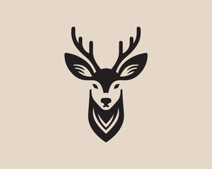Deer logo vector template. Deer head icon symbol vector illustration. Deer silhouette logo black and white.