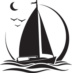 Silhouette vector of sailboat logo icon, silhouette of a sailing ship vector