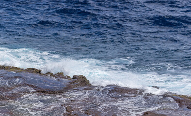 Dramatic Ocean crashing wave Hawaii at Makapu Point