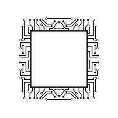 wafer microchip frame cartoon. substrate photolithography, etching doping, packaging interconnects wafer microchip frame sign. isolated symbol vector illustration