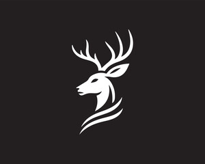 Deer logo vector template. Deer head icon symbol vector illustration. Deer silhouette logo black and white.