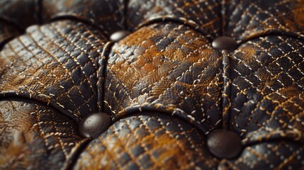 A leather cushion with a brown and black pattern