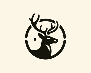 Deer head icon symbol vector illustration. Deer silhouette logo black and white.