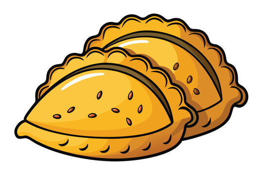 recommend clip art: Traditional South American empanadas (meat pies). vector doodle clipart illustration on white background