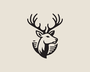 Deer logo vector template. Deer head icon symbol vector illustration. Deer silhouette logo black and white.