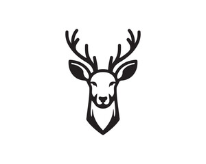 Naklejka premium Deer logo vector template. Deer head icon symbol vector illustration. Deer silhouette logo black and white.