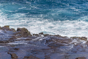 Dramatic Ocean crashing wave Hawaii at Makapu Point