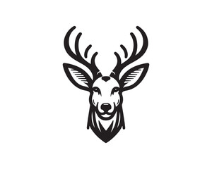 Fototapeta premium Deer logo vector template. Deer head icon symbol vector illustration. Deer silhouette logo black and white.