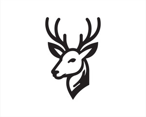 Deer logo vector template. Deer head icon symbol vector illustration. Deer silhouette logo black and white.
