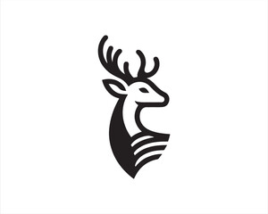 Deer logo vector template. Deer head icon symbol vector illustration. Deer silhouette logo black and white.