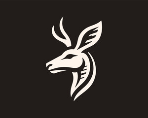 Deer logo vector template. Deer head icon symbol vector illustration. Deer silhouette logo black and white.