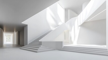 Obraz premium Minimalist building's interior with white walls and a contemporary design.