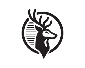 Deer logo vector template. Deer head icon symbol vector illustration. Deer silhouette logo black and white.