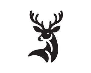 Deer logo vector template. Deer head icon symbol vector illustration. Deer silhouette logo black and white.