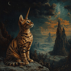 Bengal cat unicorn