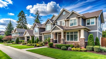 Stately two-story homes with refined architecture and lush lawns create a tranquil atmosphere in this picturesque