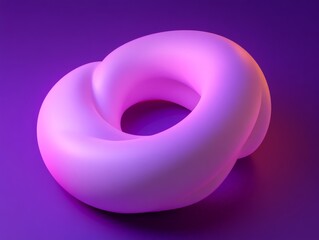Abstract 3D Pink Torus on Purple Background.